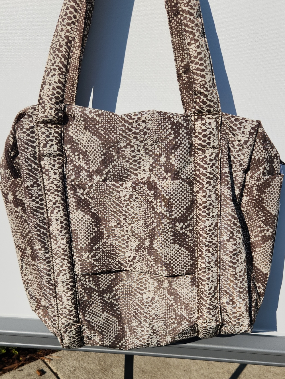 BAGGU Brown Snake-Print Tote Bag